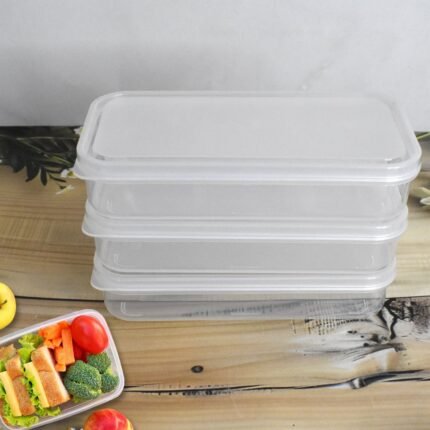 Plastic Square Lunch Box Set (3 Pcs) Durable, Airtight Food Storage Containers for Meal Prep, Freshness Organization Ideal for Lunch, Snacks Kitchen Storage