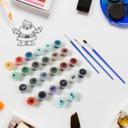 Paint by Number Kits Set 24 Number Color, paint brushes (2 Set)